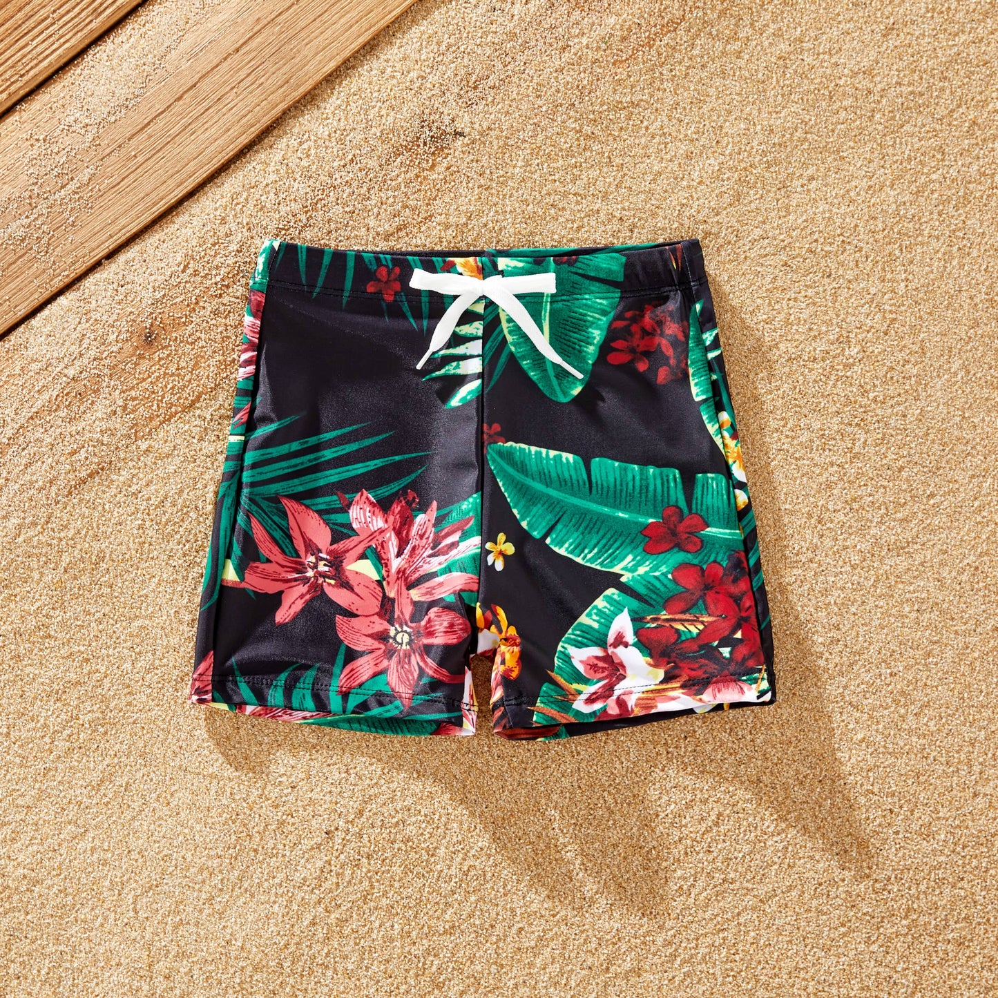 Swim Trunks or Red Halter Top Spliced Swimsuit