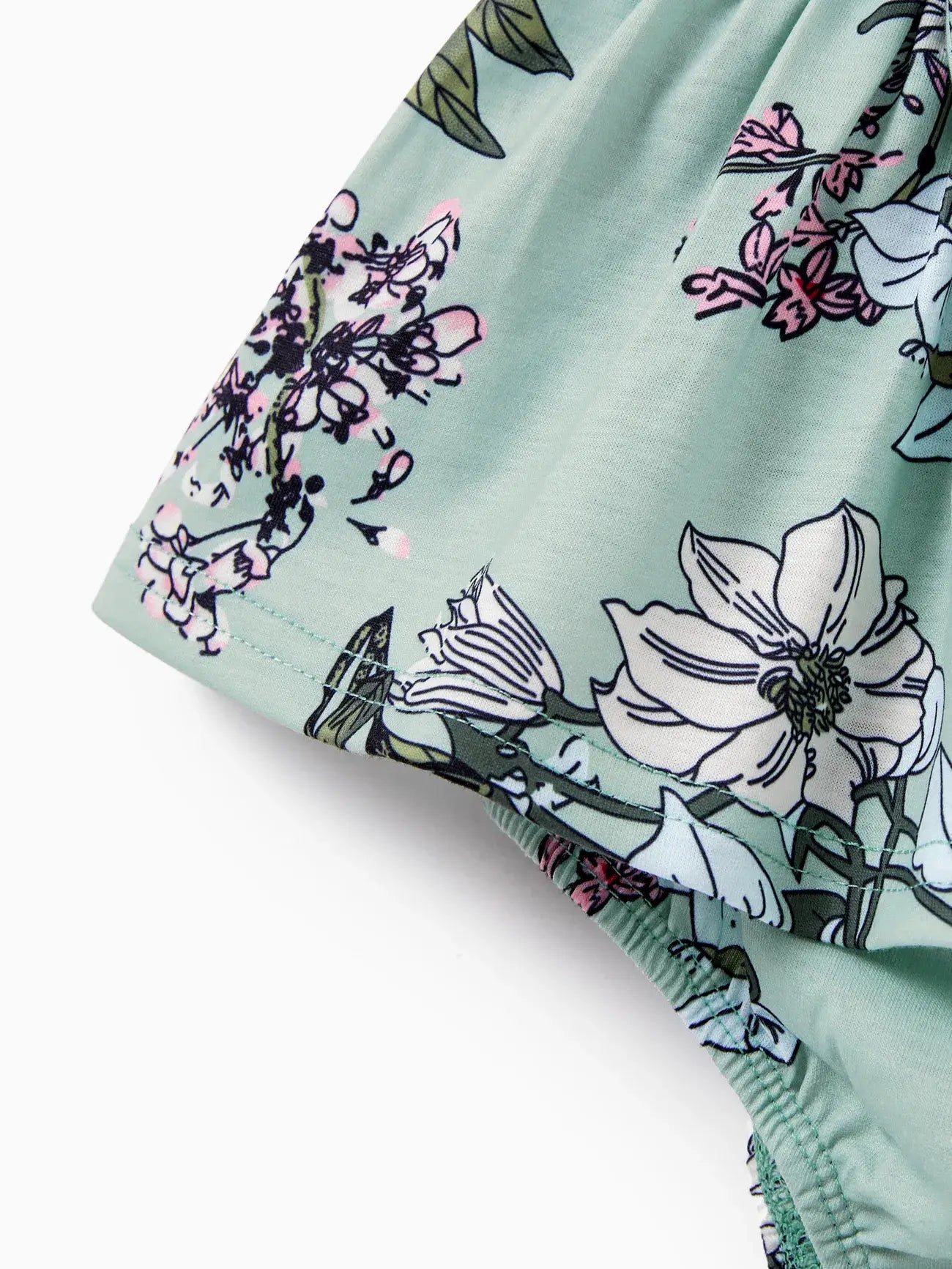 Baby Girl Green Floral Sleeveless Romper
