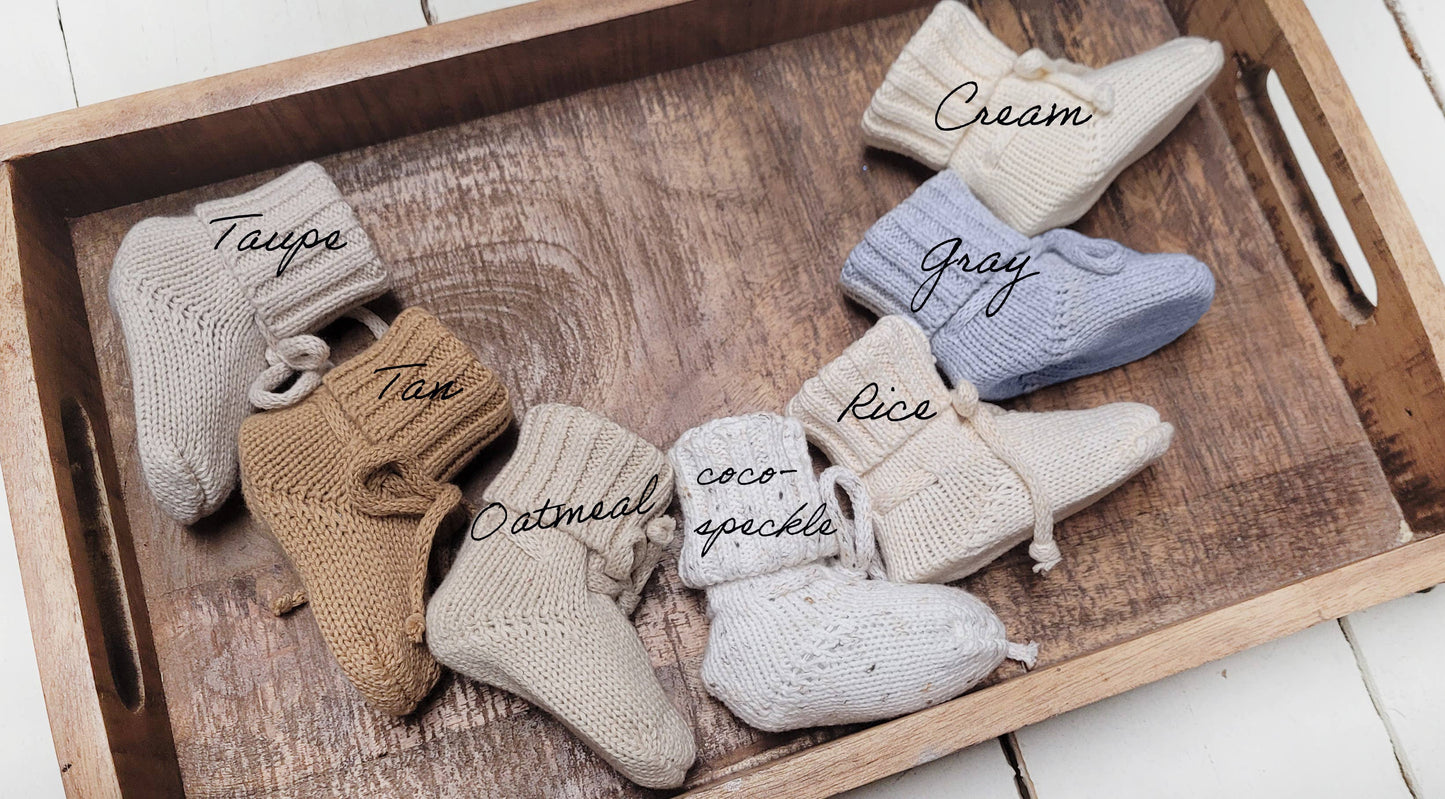 Baby Knit booties Cotton crochet look Newborn matching socks