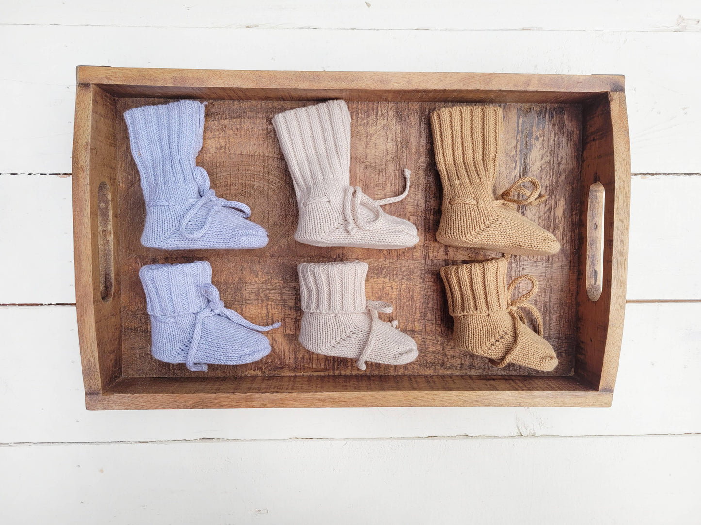 Baby Knit booties Cotton crochet look Newborn matching socks