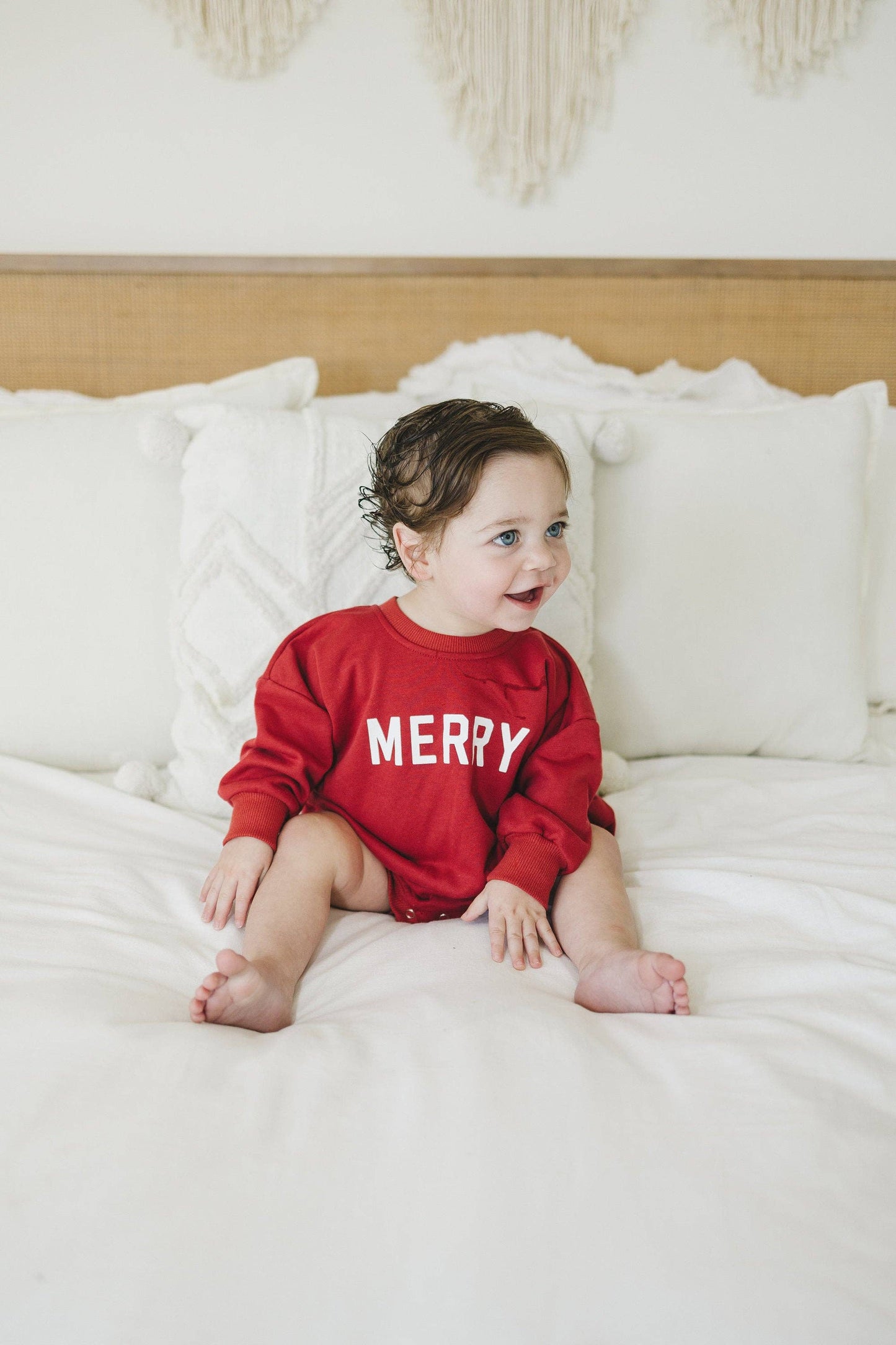 Merry Sweatshirt Romper Red