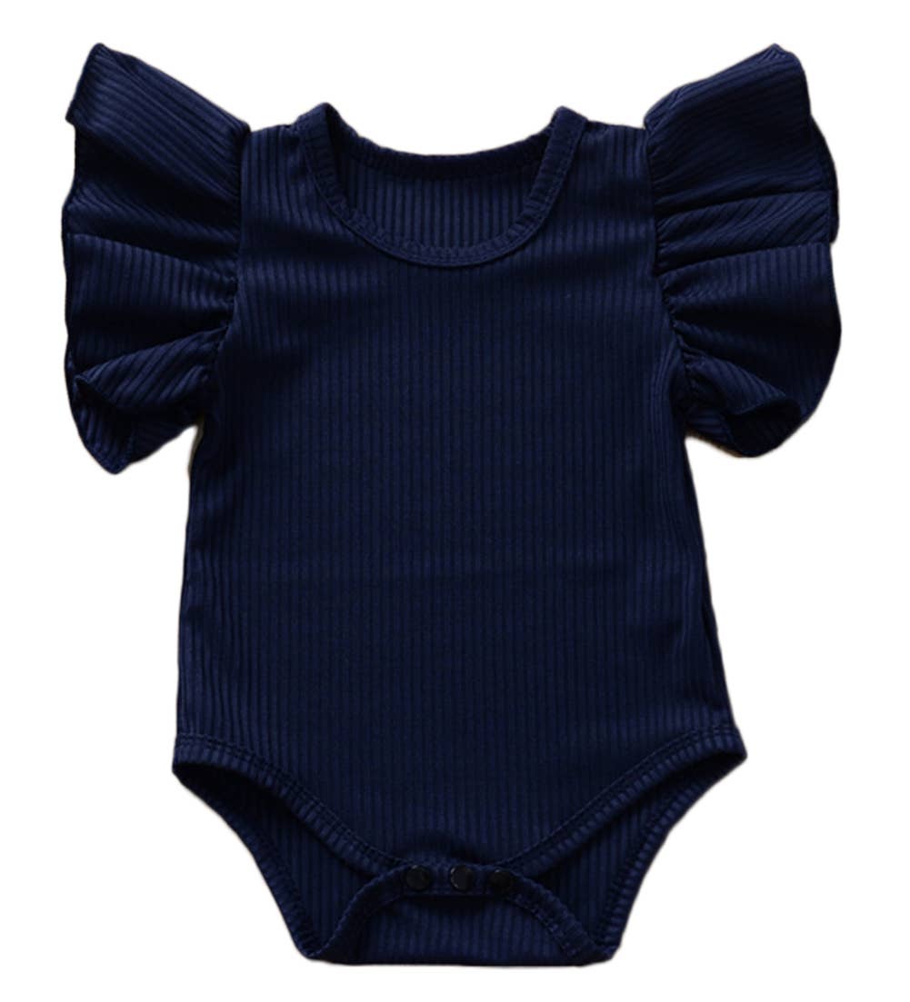 Ruffle Cap Sleeve Striped Baby Bodysuit