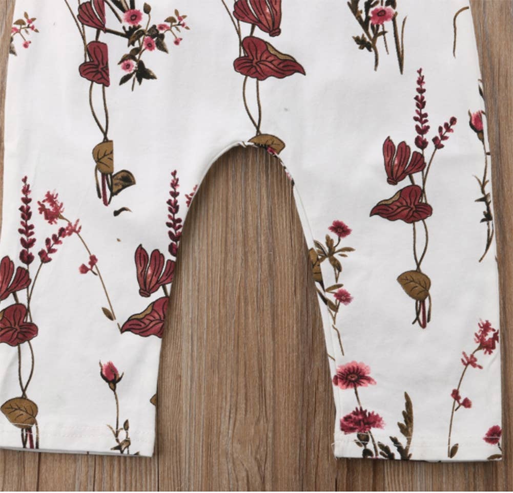 Floral Pattern Strap Harem Backless Baby Jumpsuit