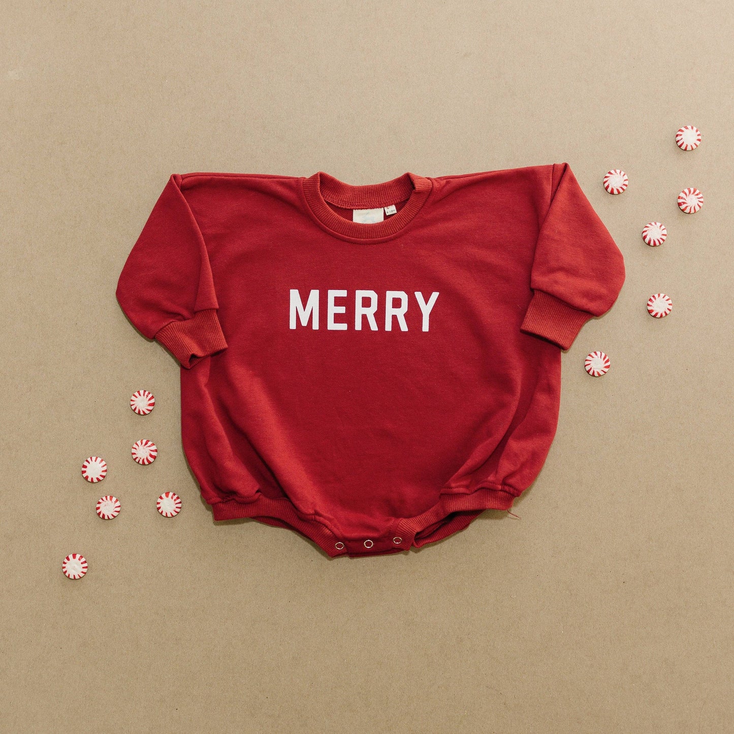 Merry Sweatshirt Romper Red