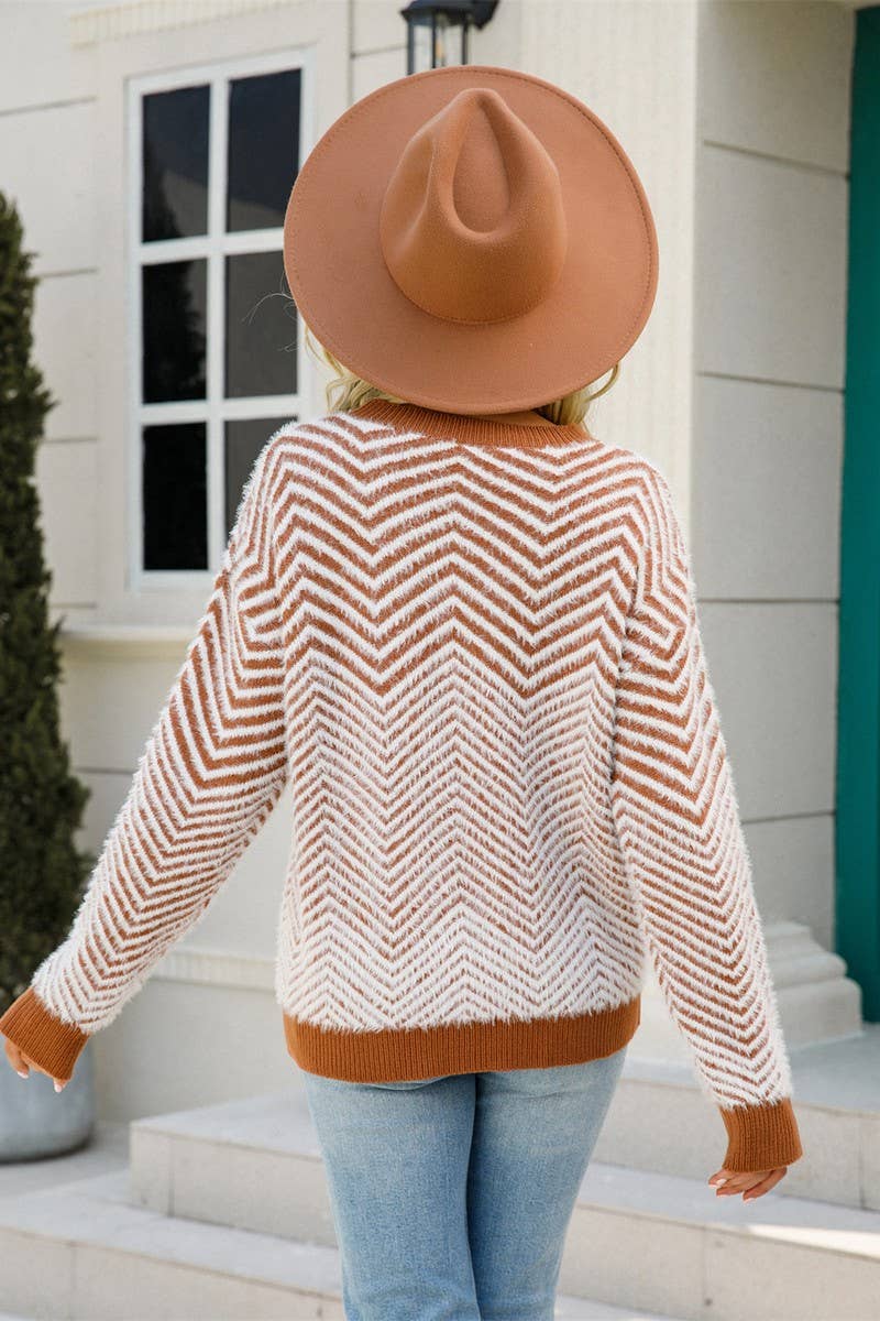 Long Sleeve Striped Pullover Sweater