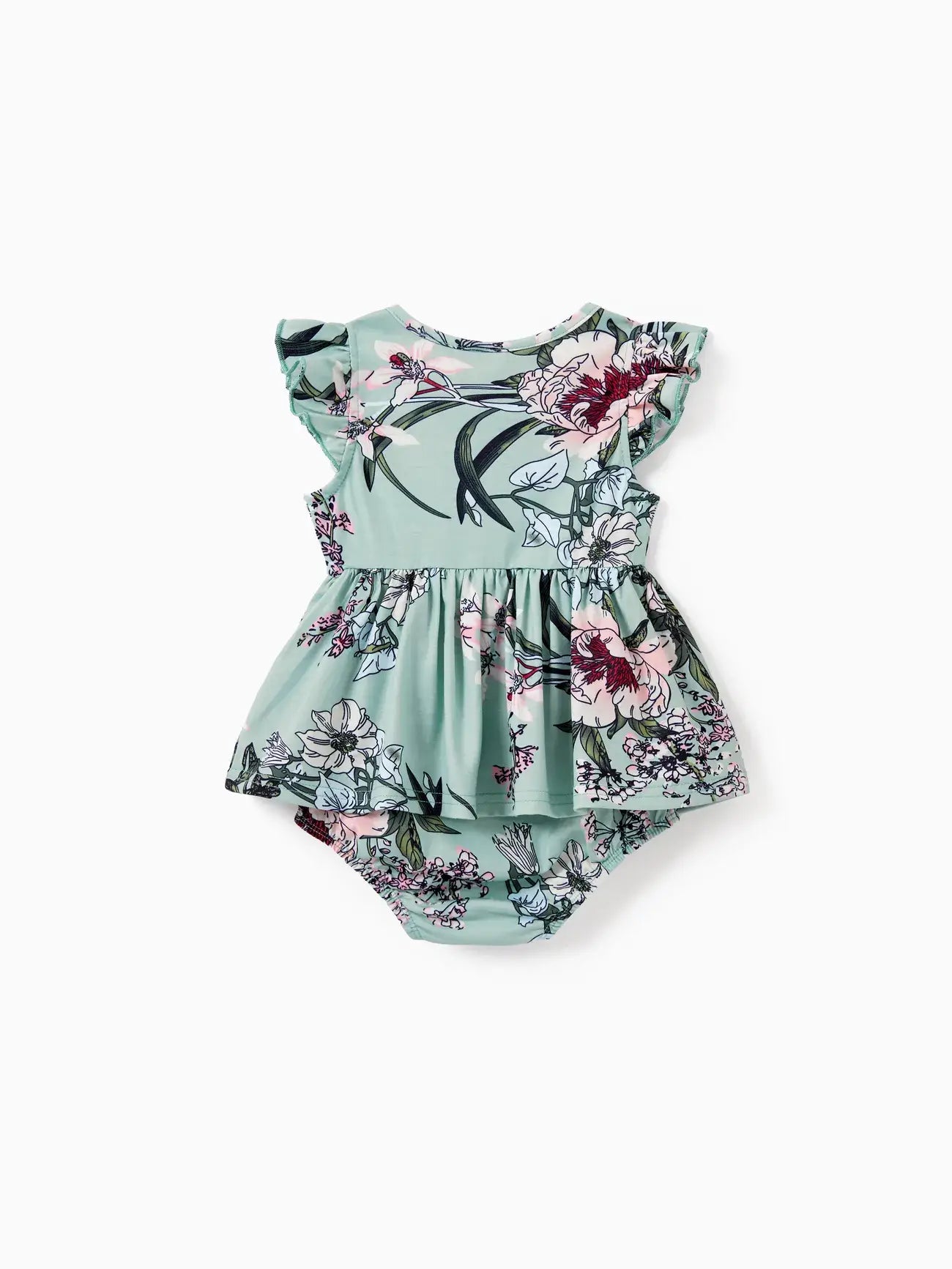 Baby Girl Green Floral Sleeveless Romper