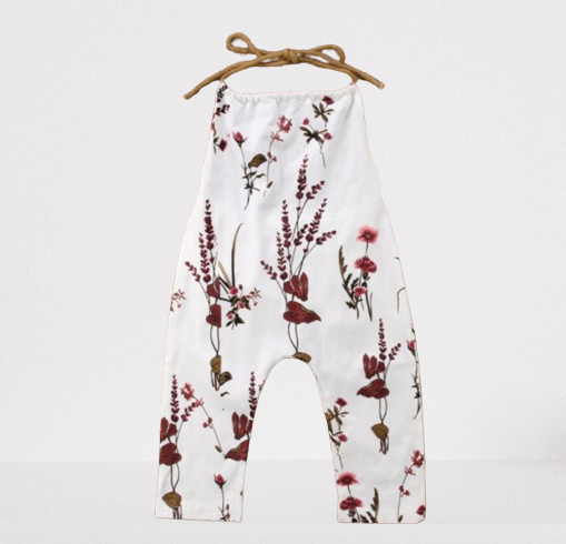 Floral Pattern Strap Harem Backless Baby Jumpsuit