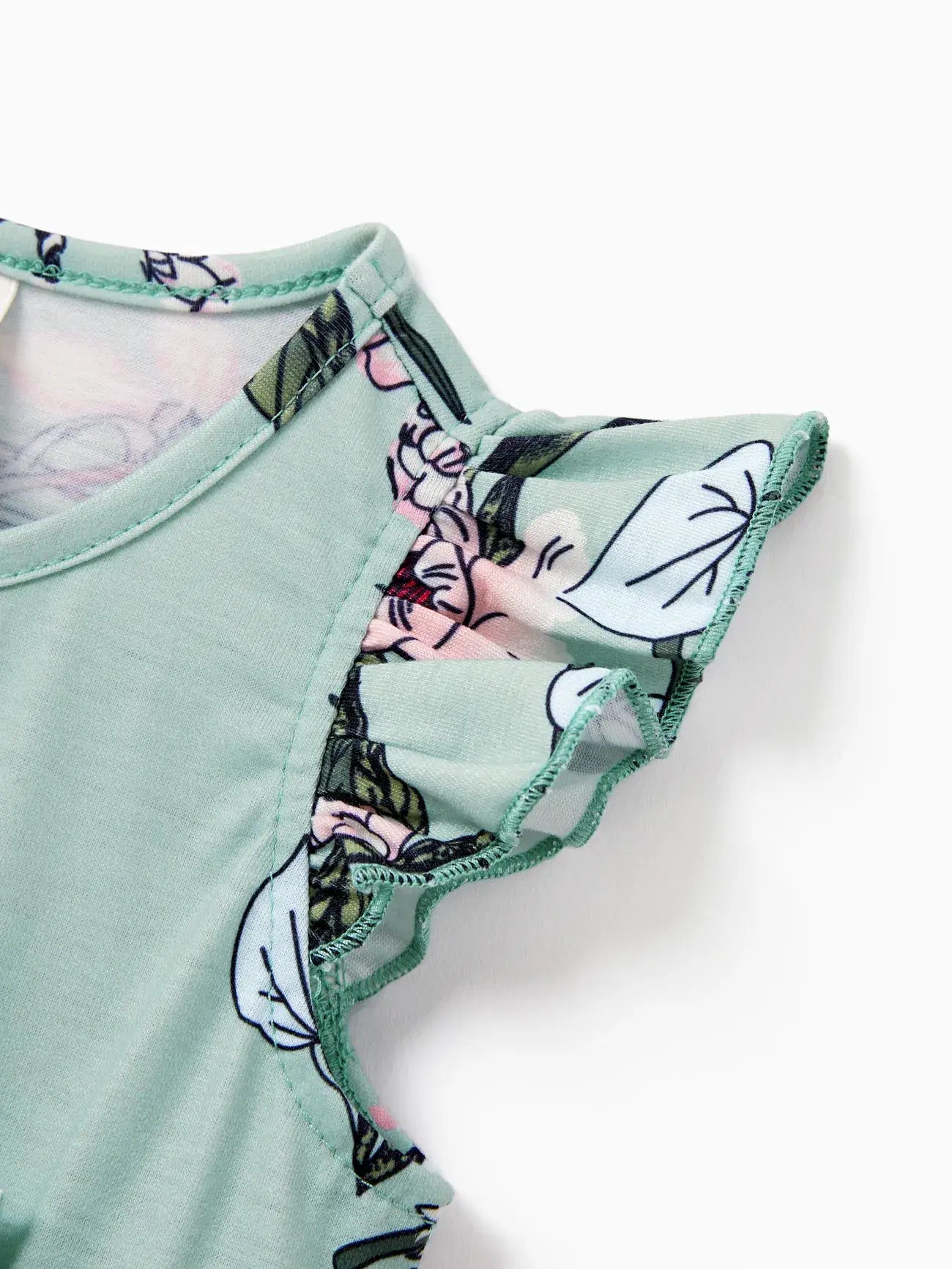 Baby Girl Green Floral Sleeveless Romper