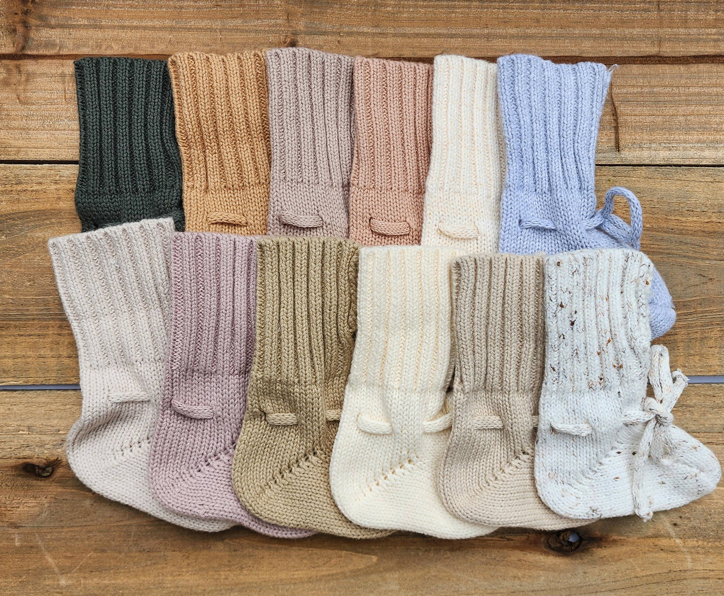 Baby Knit booties Cotton crochet look Newborn matching socks