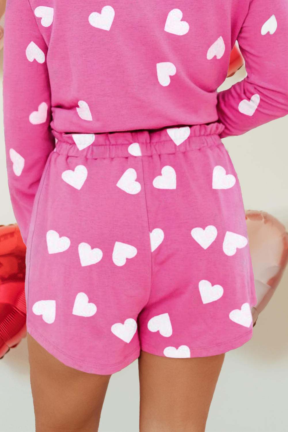 LDC Valentine Heart Print Tee and Shorts Lounge Set