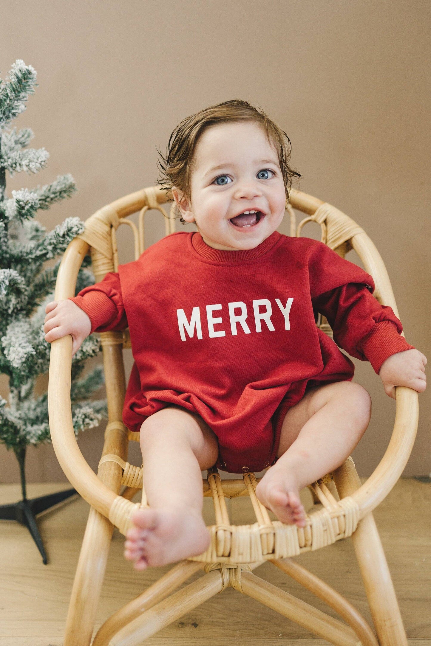 Merry Sweatshirt Romper Red