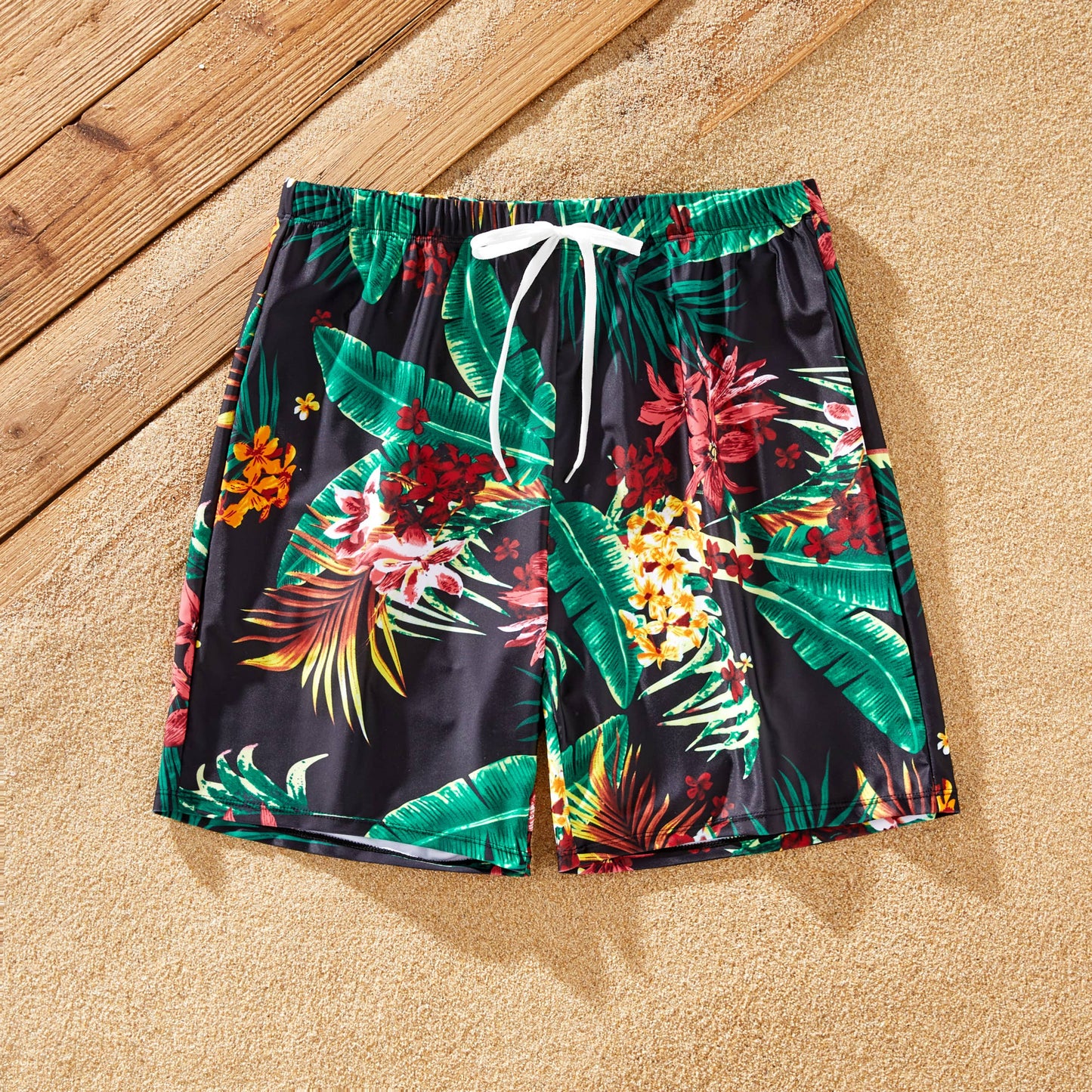 Swim Trunks or Red Halter Top Spliced Swimsuit