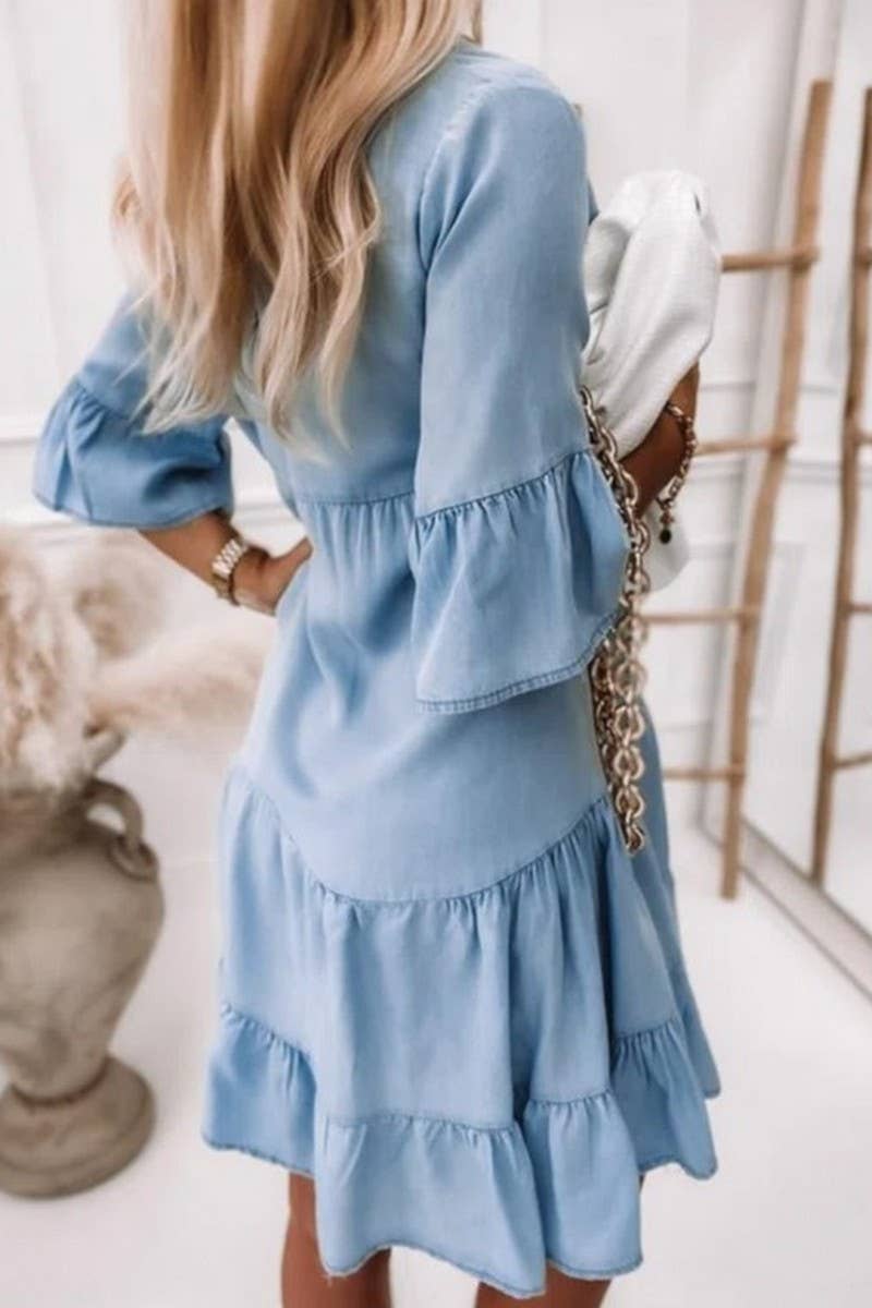 Denim Shirt Dress Short Sleeve A Line