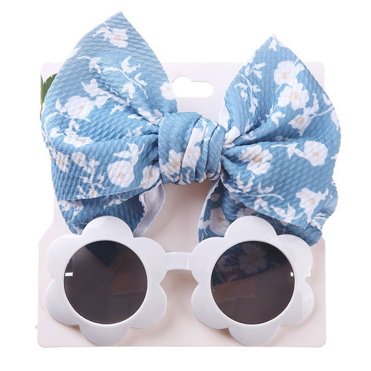 Baby Girl Sunglasses and floral Headband Set