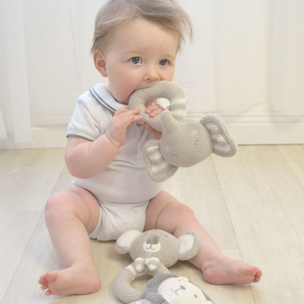 Eli the Elephant Knitted Rattle