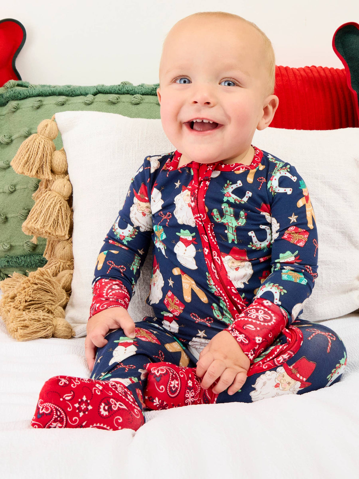 Bamboo Viscose Giddy Up Santa Western Christmas Footie Pajama