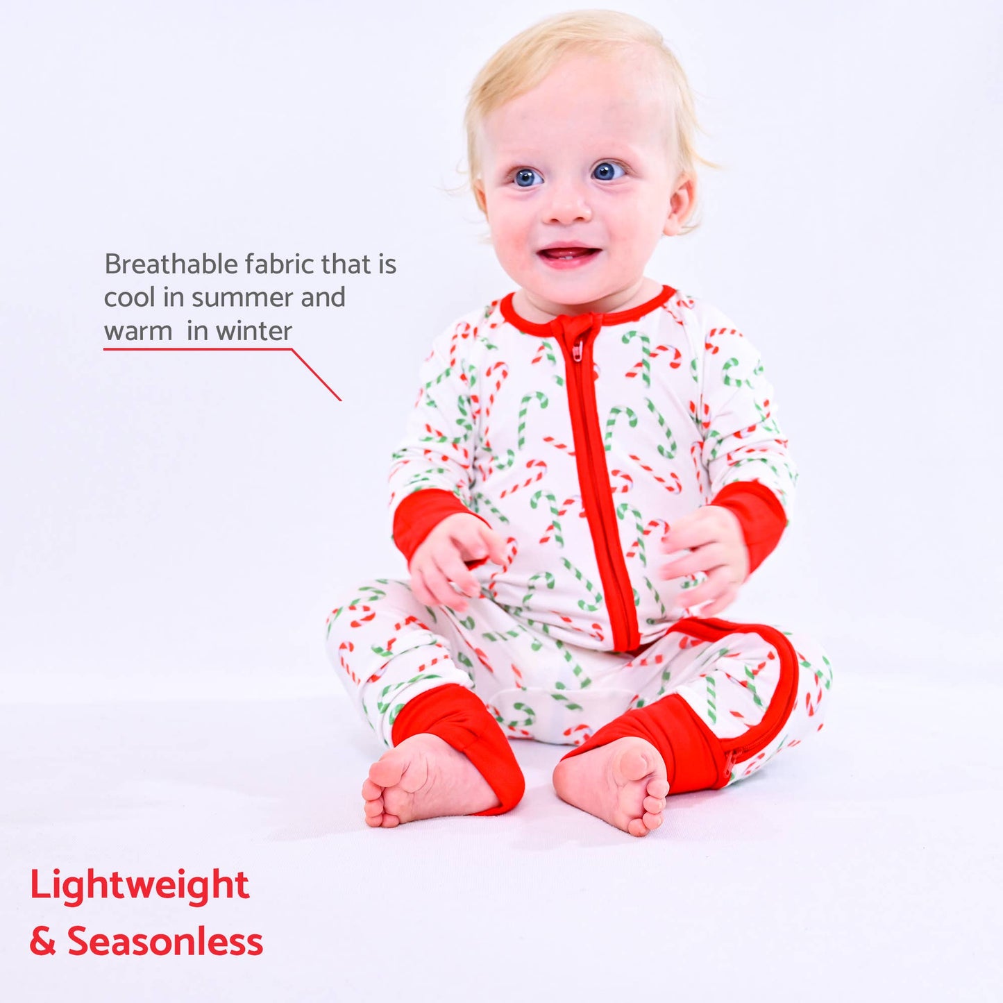 Candy Cane Christmas Holiday Baby Bamboo Pajamas