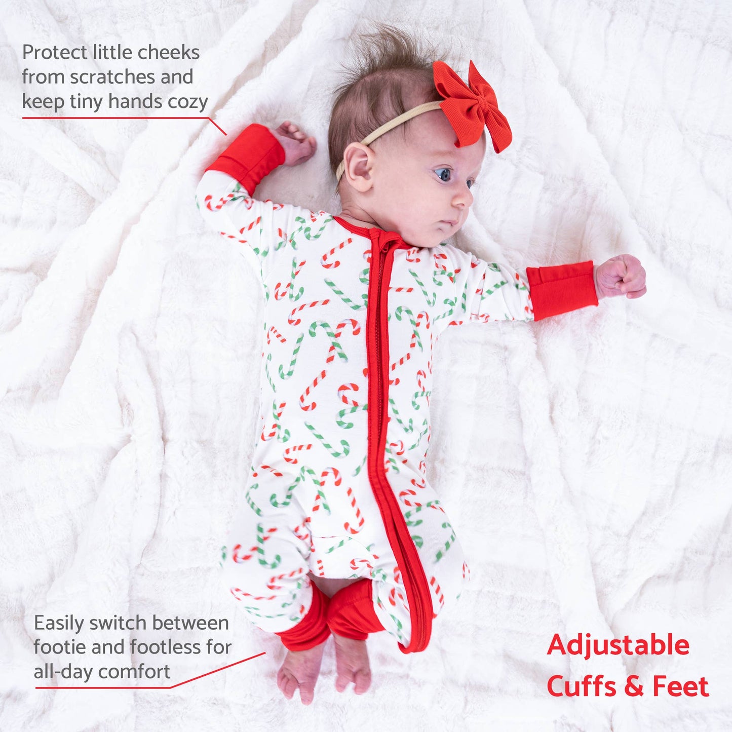 Candy Cane Christmas Holiday Baby Bamboo Pajamas