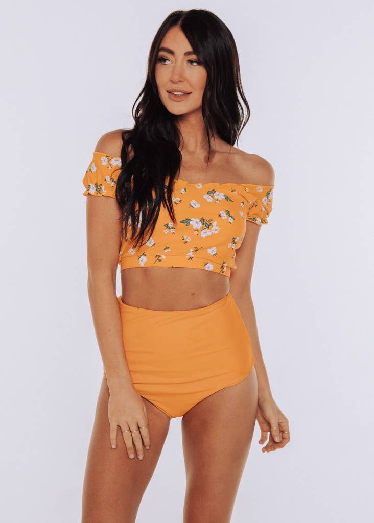 Yellow Floral off the Shoulder Top