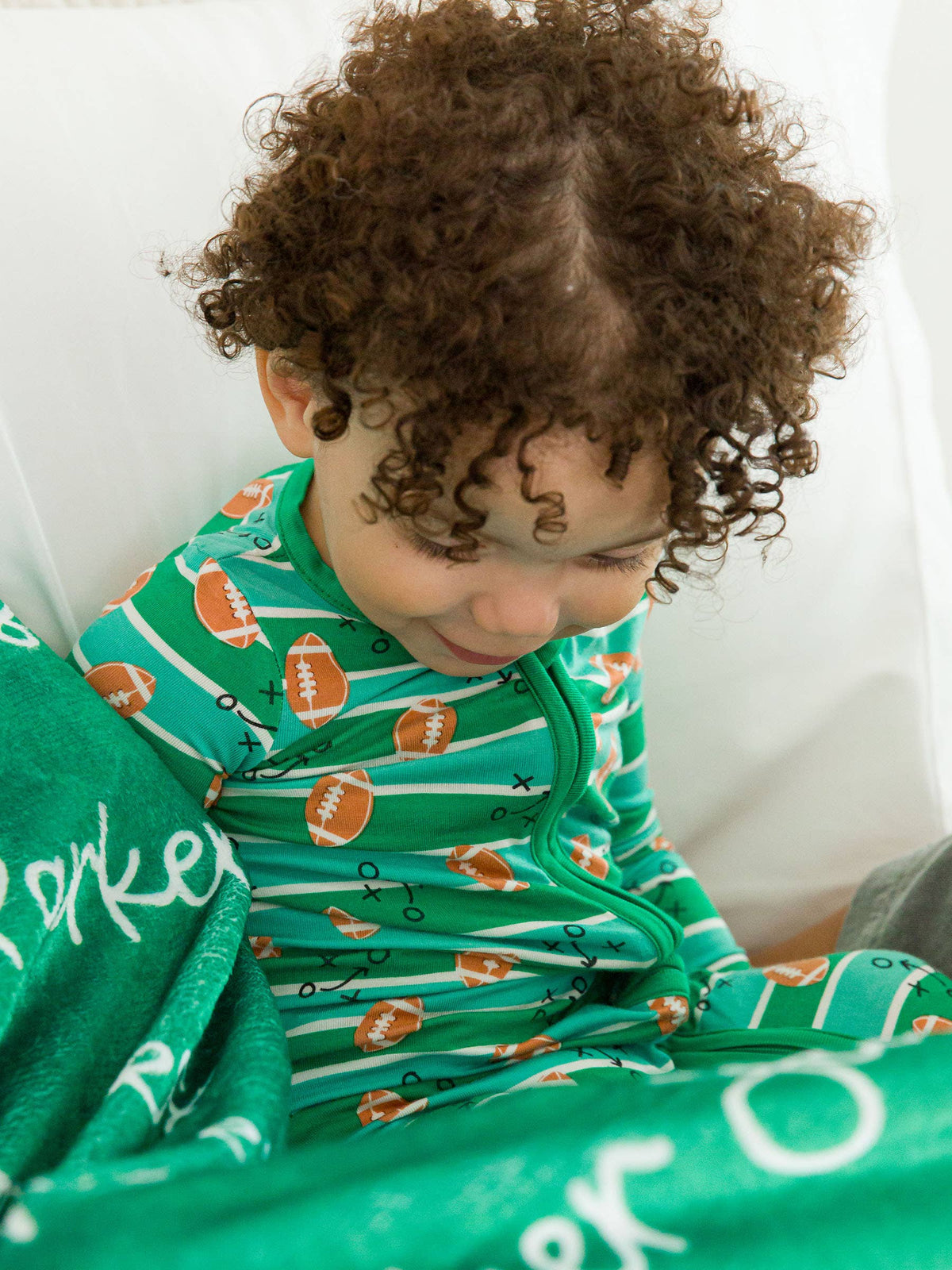 Baby Bamboo Viscose Tackles & Touchdowns Football Footed One Piece Pajama