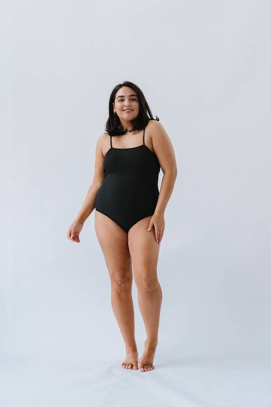 Black Ribbed One Piece