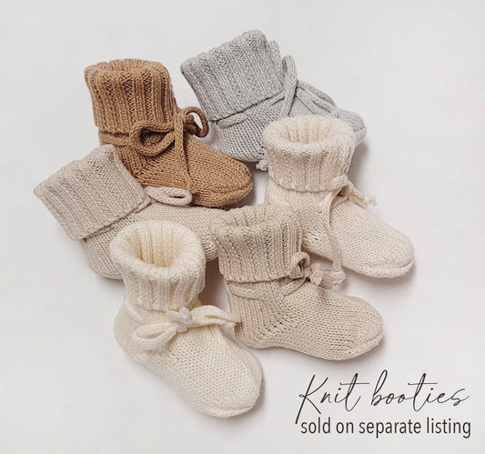Baby Knit booties Cotton crochet look Newborn matching socks
