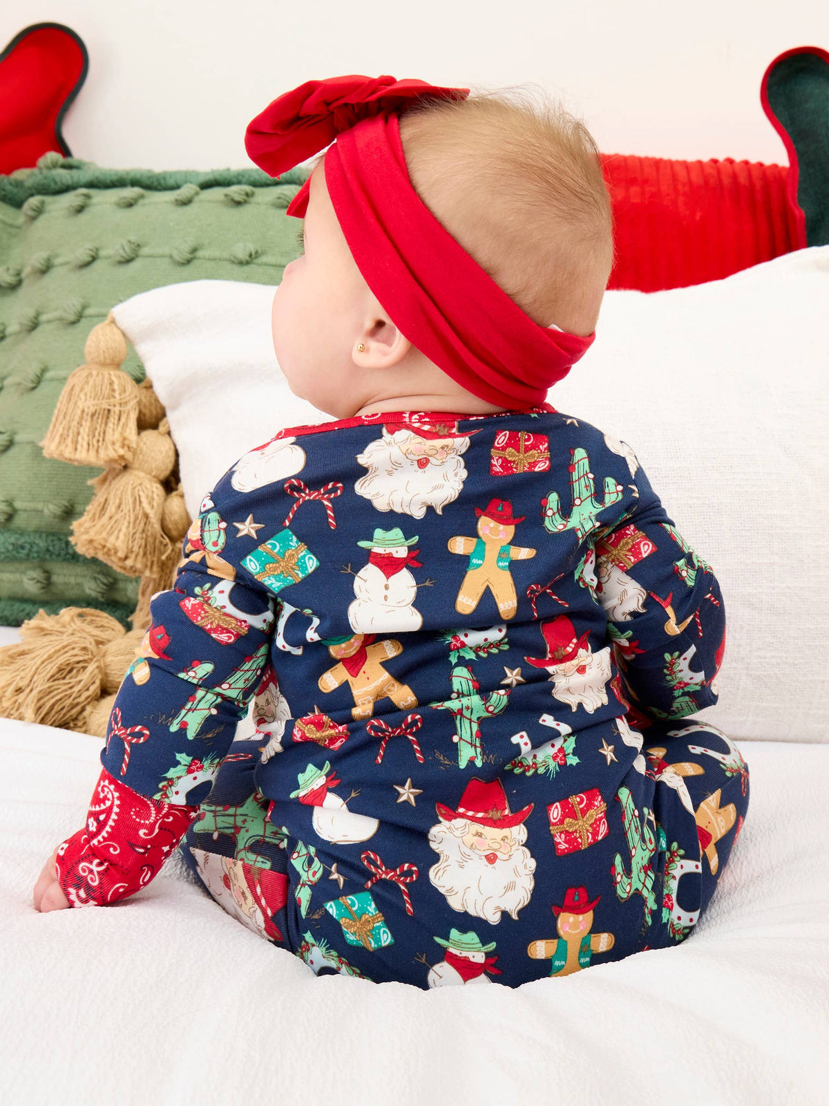 Bamboo Viscose Giddy Up Santa Western Christmas Footie Pajama
