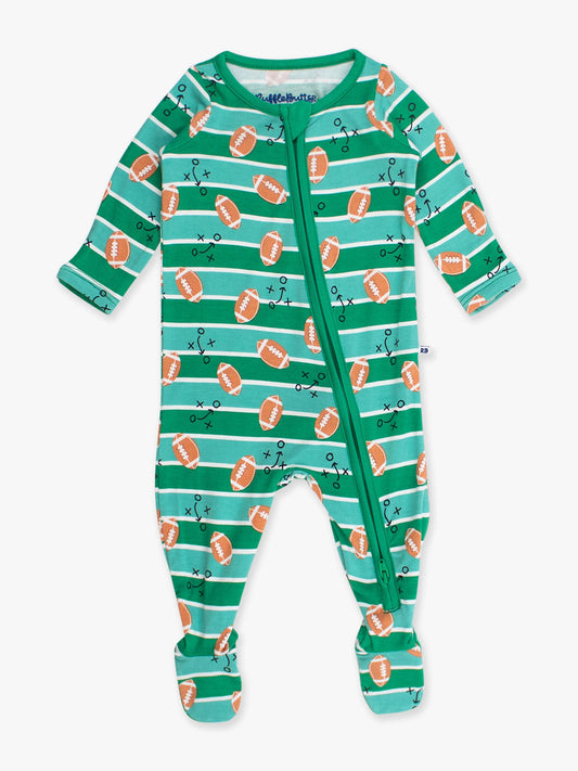 Baby Bamboo Viscose Tackles & Touchdowns Football Footed One Piece Pajama