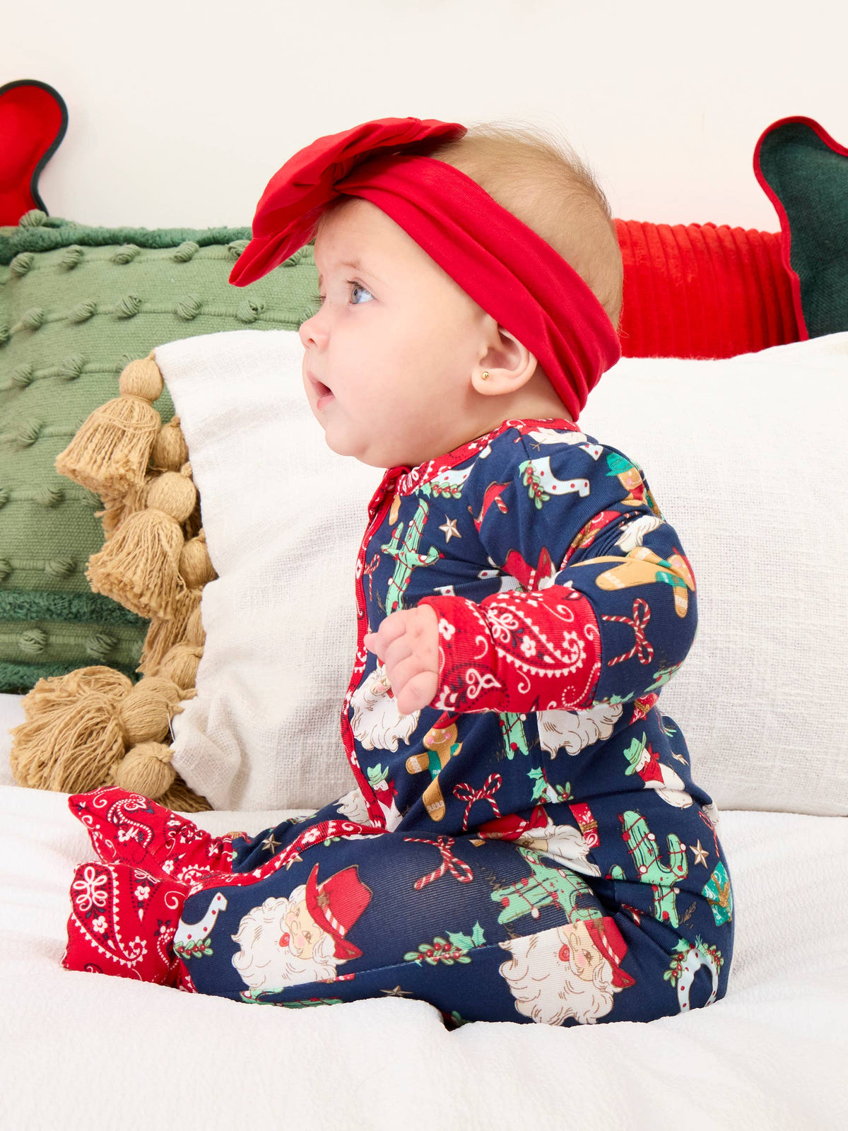 Bamboo Viscose Giddy Up Santa Western Christmas Footie Pajama