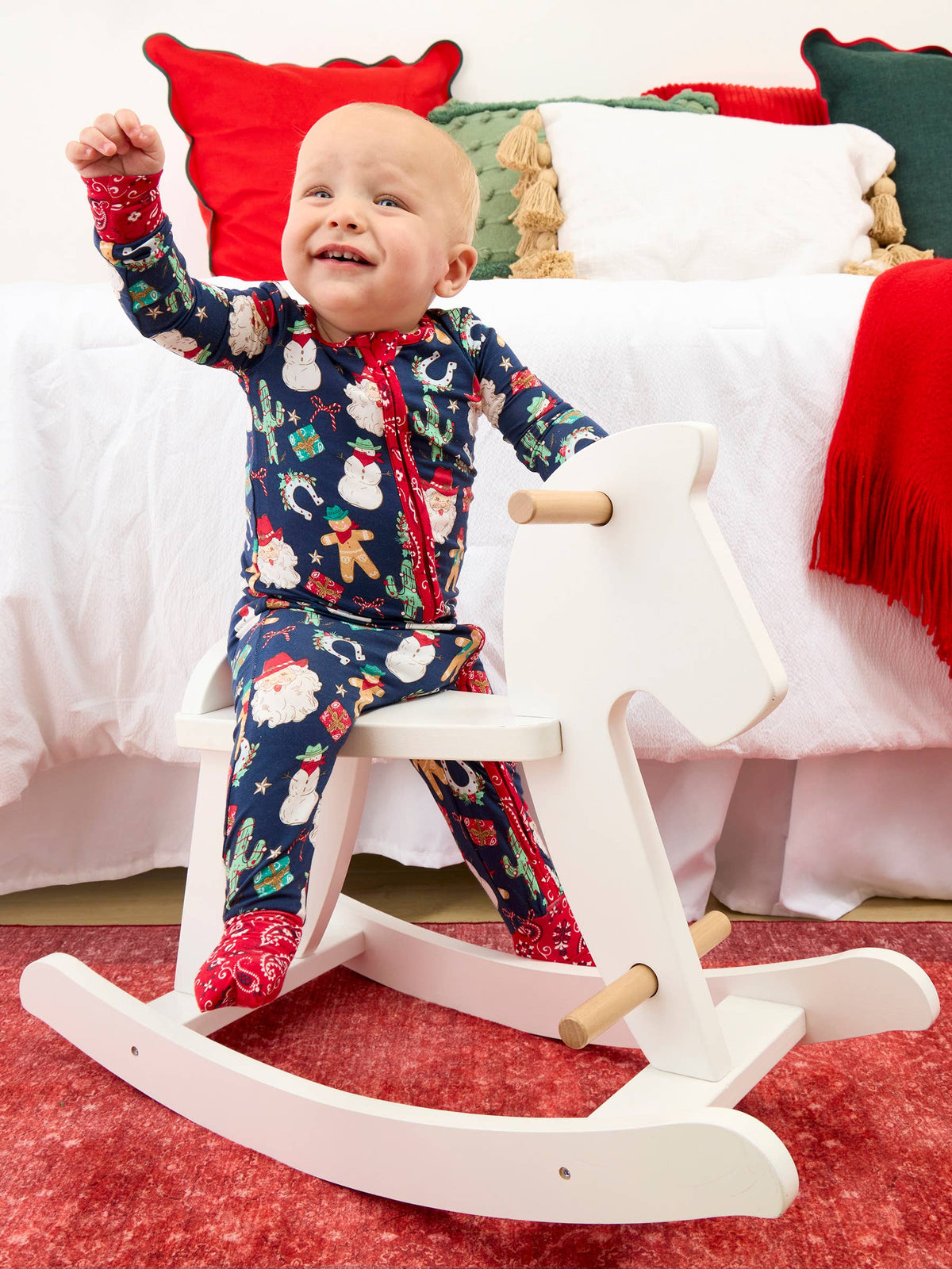 Bamboo Viscose Giddy Up Santa Western Christmas Footie Pajama