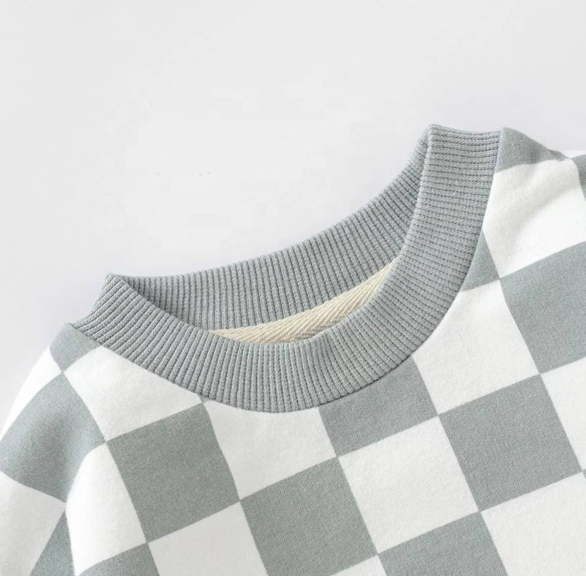 Checkerboard Bubble Sweater Romper - French Terry