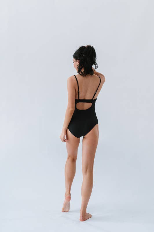 Black Ribbed One Piece