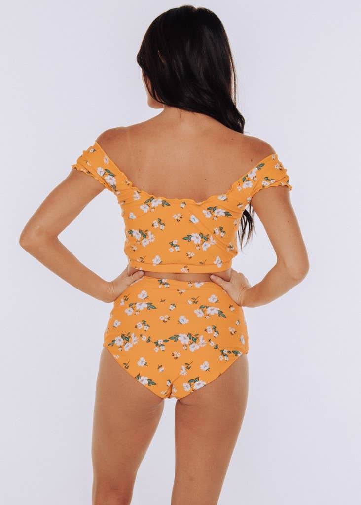Yellow Floral off the Shoulder Top