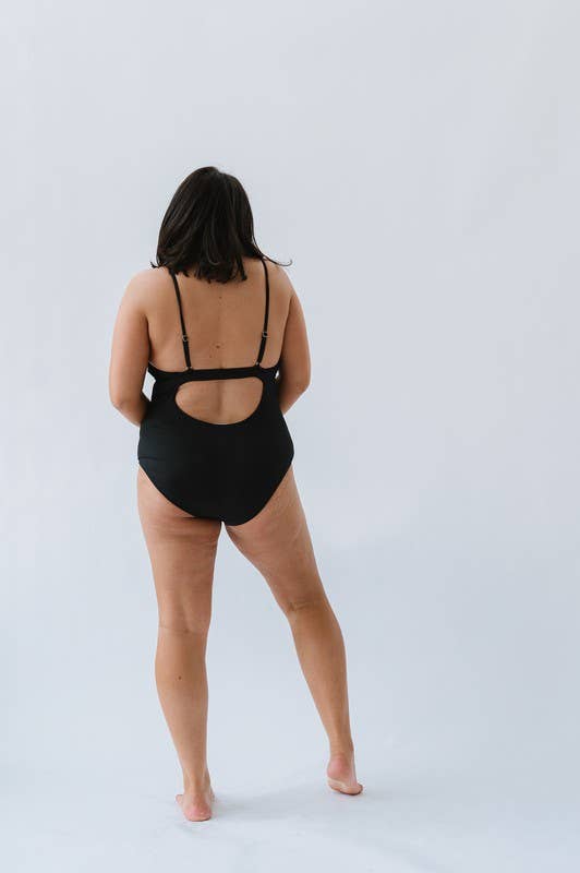 Black Ribbed One Piece